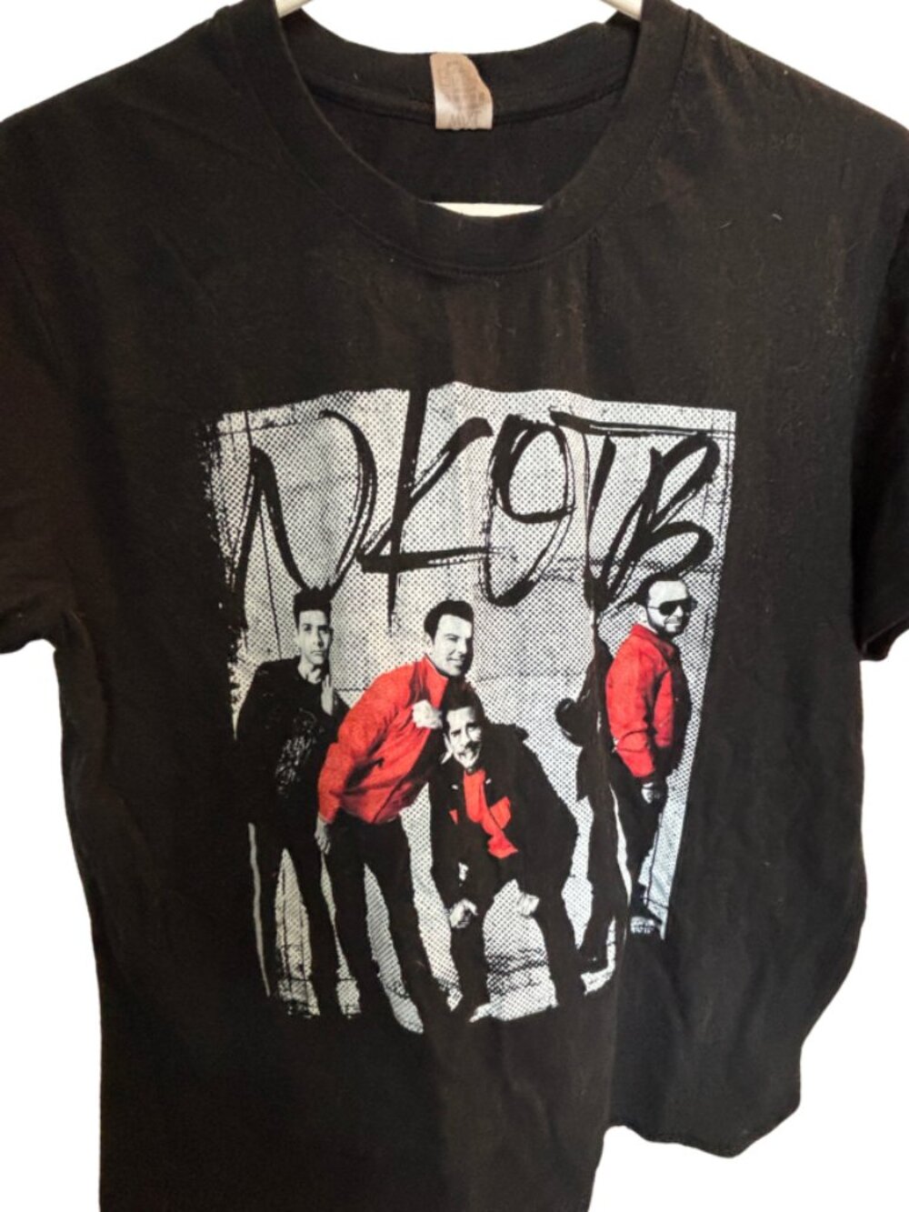 NKOTB black t-shirt red white gray XL